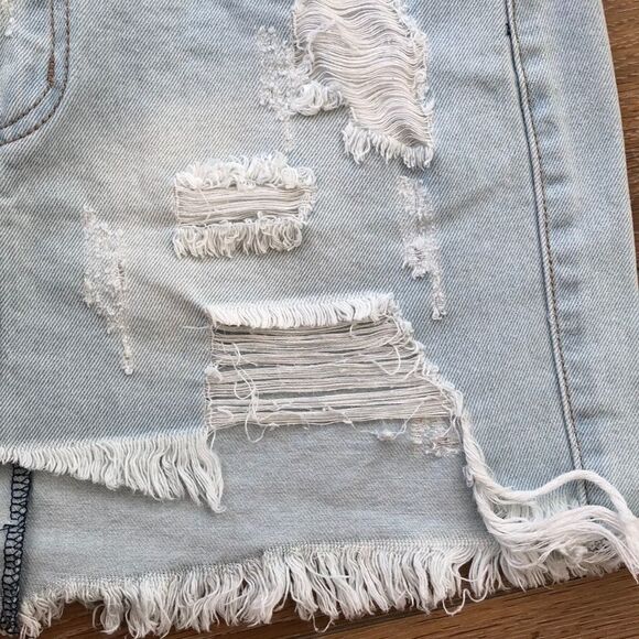 Litz Light Washed Distressed Denim Skirt - Picture 5 of 7